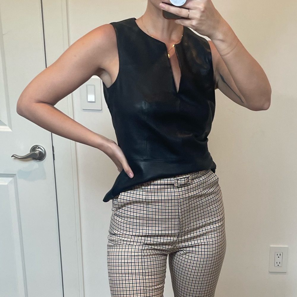Theory Lamb Leather Sleeveless Top
